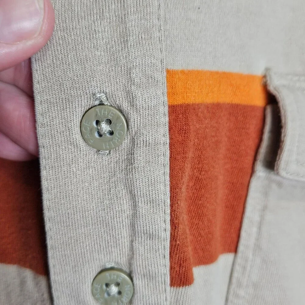 The North Face Mens Striped‎ Polo Shirt M Brown & Orange Cotton Retro Gorpcore
